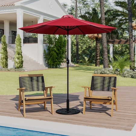 Flash Furniture Red 9 FT Umbrella and Black Cement Base, 2 PC Set GM-402003-UB19B-RED-GG